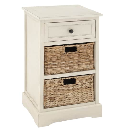 White Traditional Wooden Storage Unit, Wooden Storage Unit With Baskets